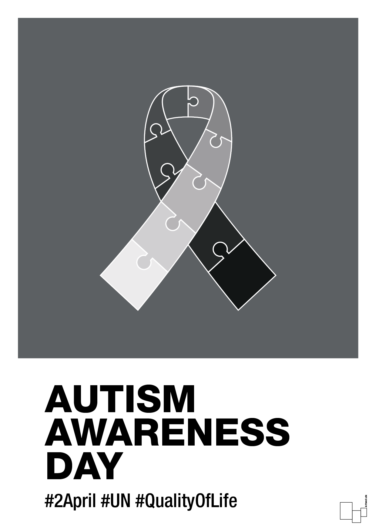 autism awareness day in monocolor - Plakat med Samfund i Graphic Charcoal