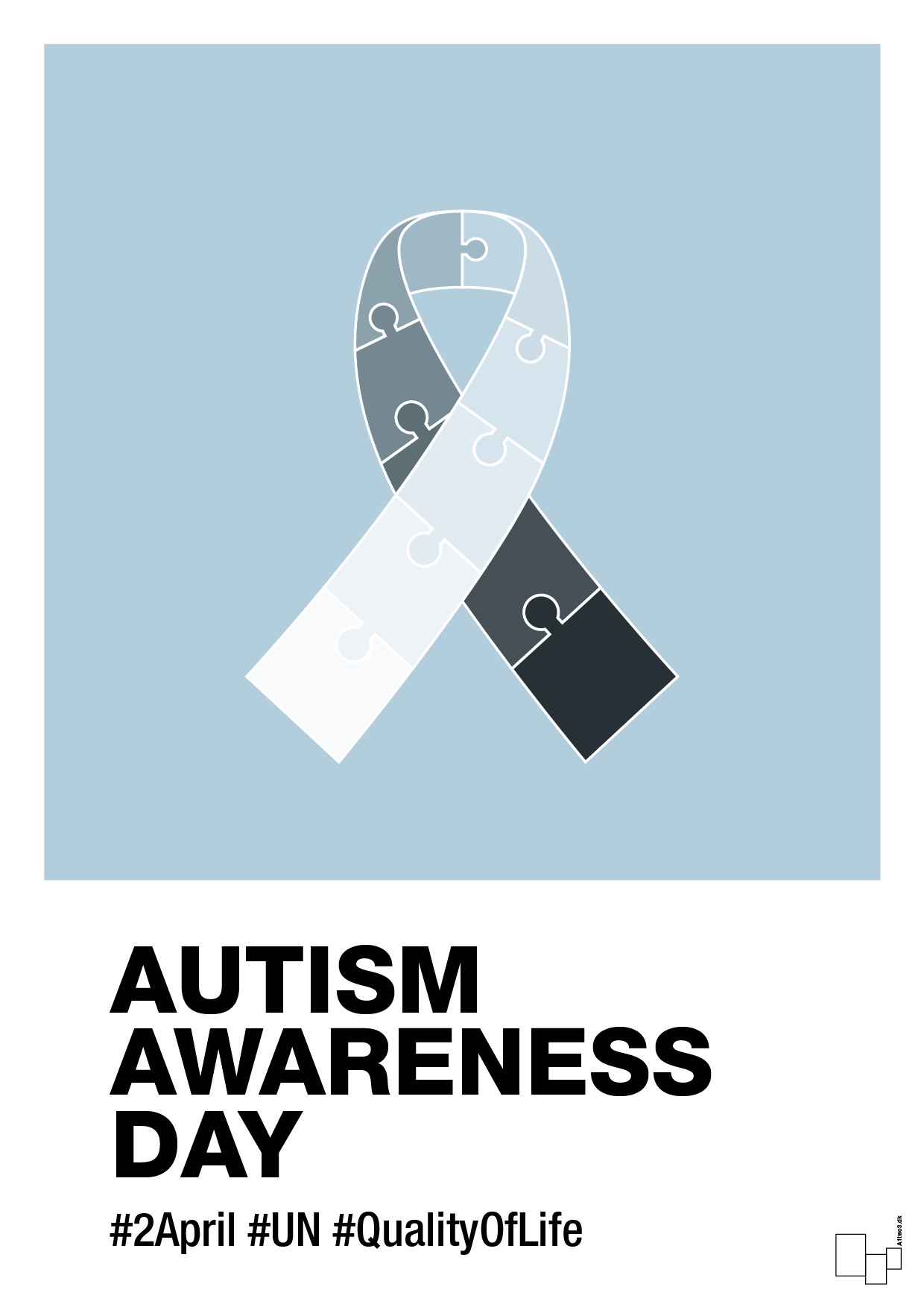 autism awareness day in monocolor - Plakat med Samfund i Heavenly Blue