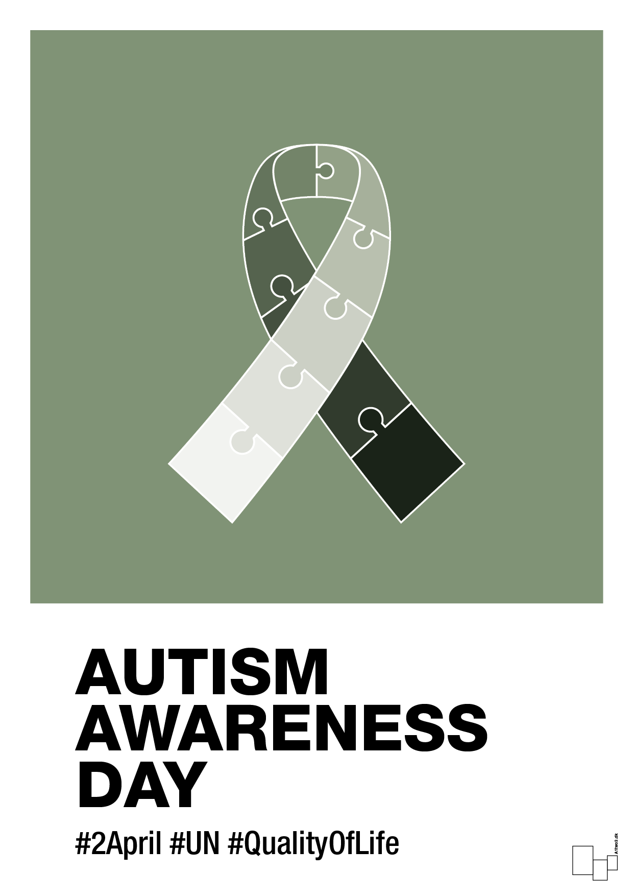 autism awareness day in monocolor - Plakat med Samfund i Jade