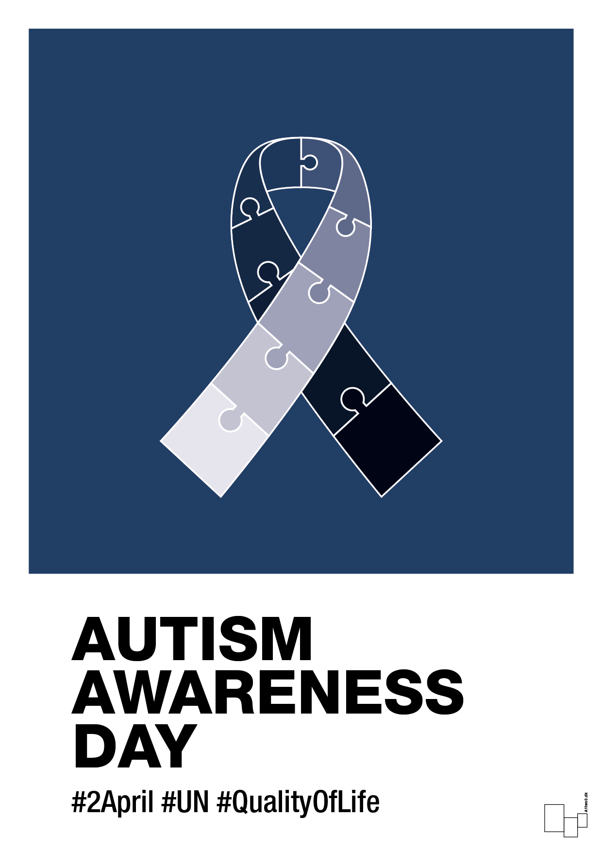 autism awareness day in monocolor - Plakat med Samfund i Lapis Blue