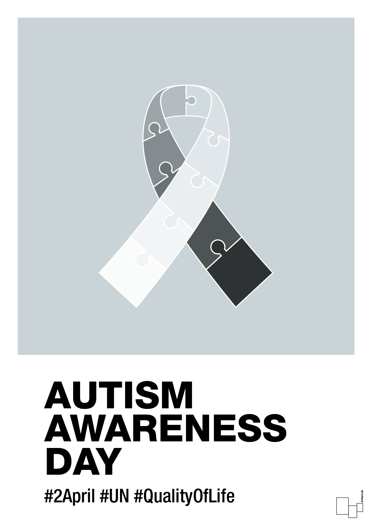 autism awareness day in monocolor - Plakat med Samfund i Light Drizzle