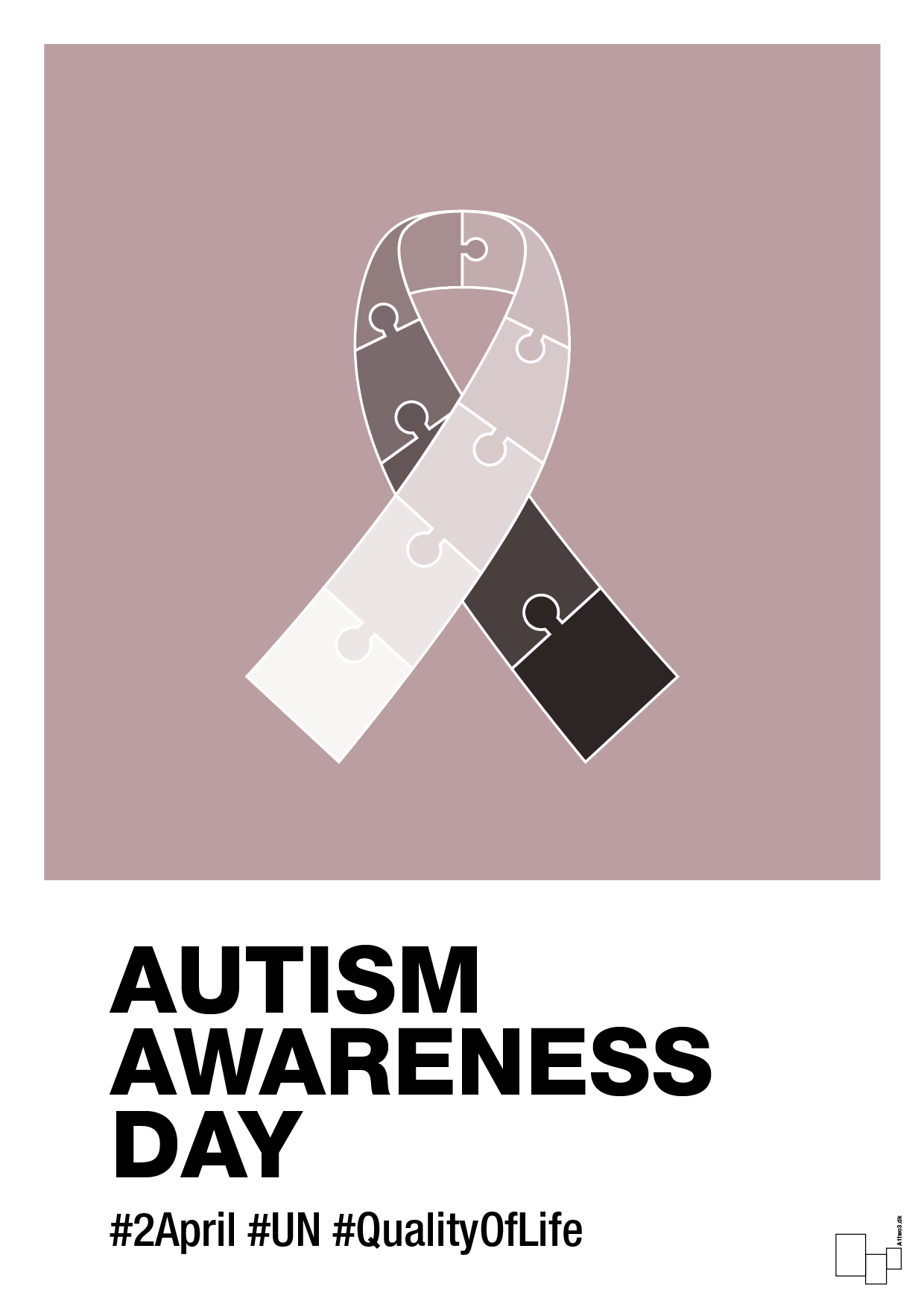 autism awareness day in monocolor - Plakat med Samfund i Light Rose