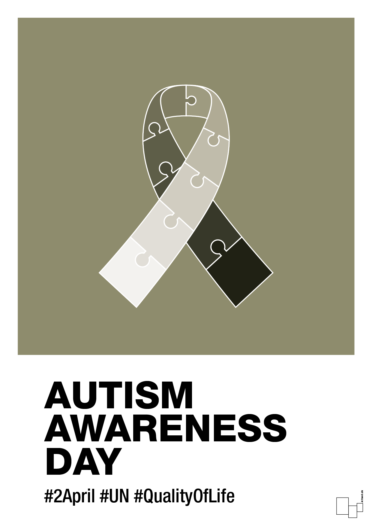 autism awareness day in monocolor - Plakat med Samfund i Misty Forrest