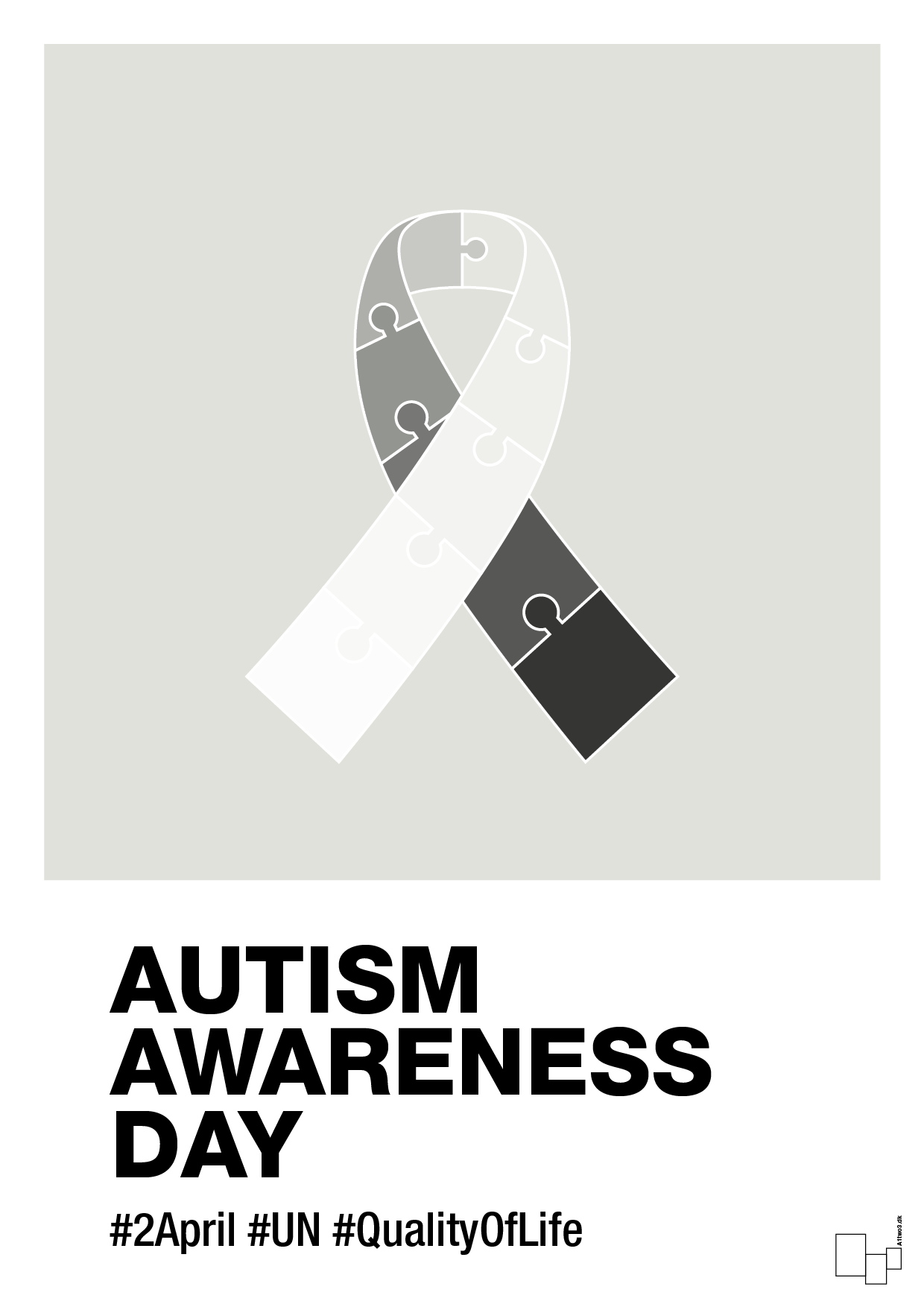 autism awareness day in monocolor - Plakat med Samfund i Painters White