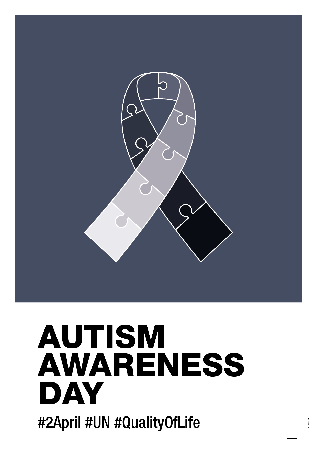 autism awareness day in monocolor - Plakat med Samfund i Petrol
