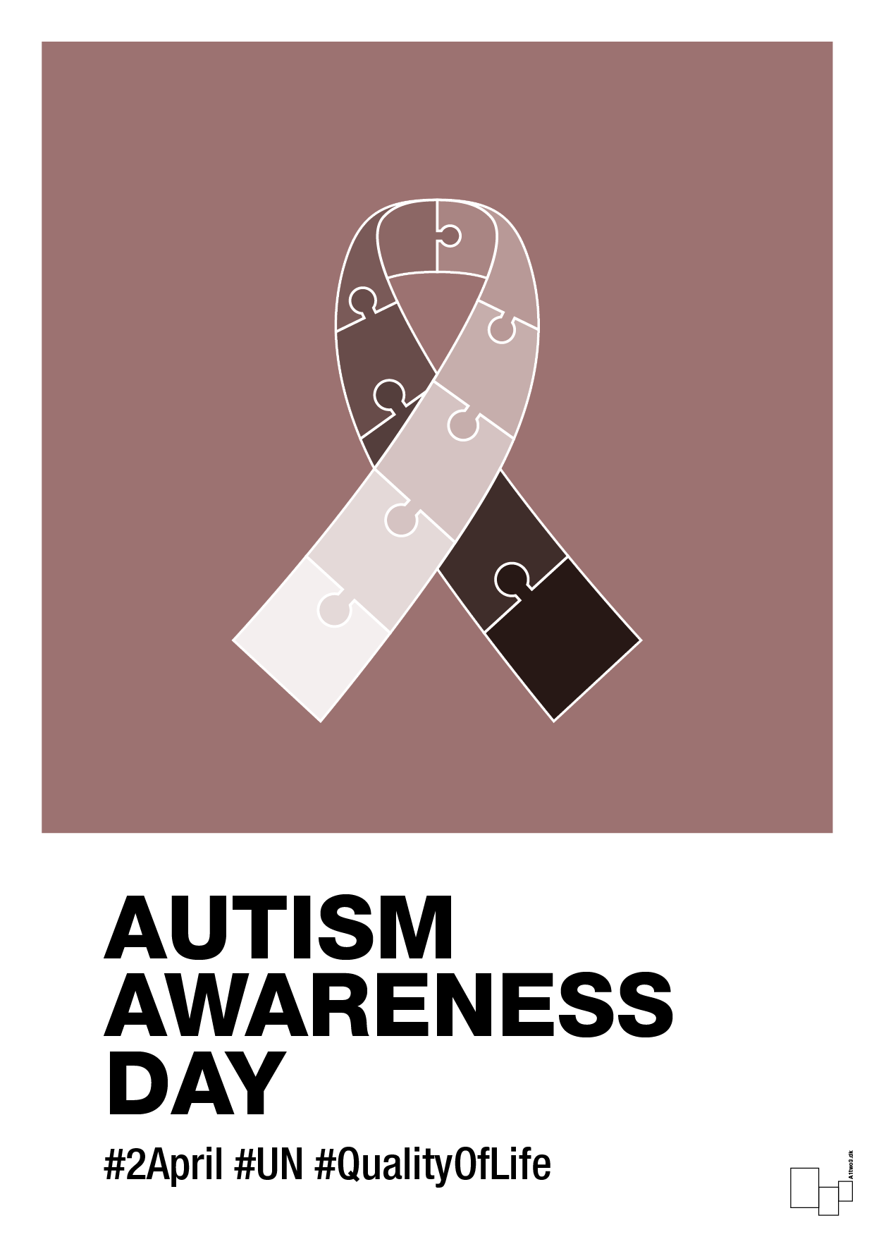 autism awareness day in monocolor - Plakat med Samfund i Plum