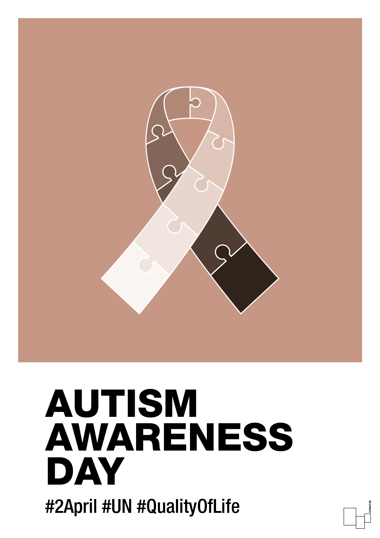 autism awareness day in monocolor - Plakat med Samfund i Powder