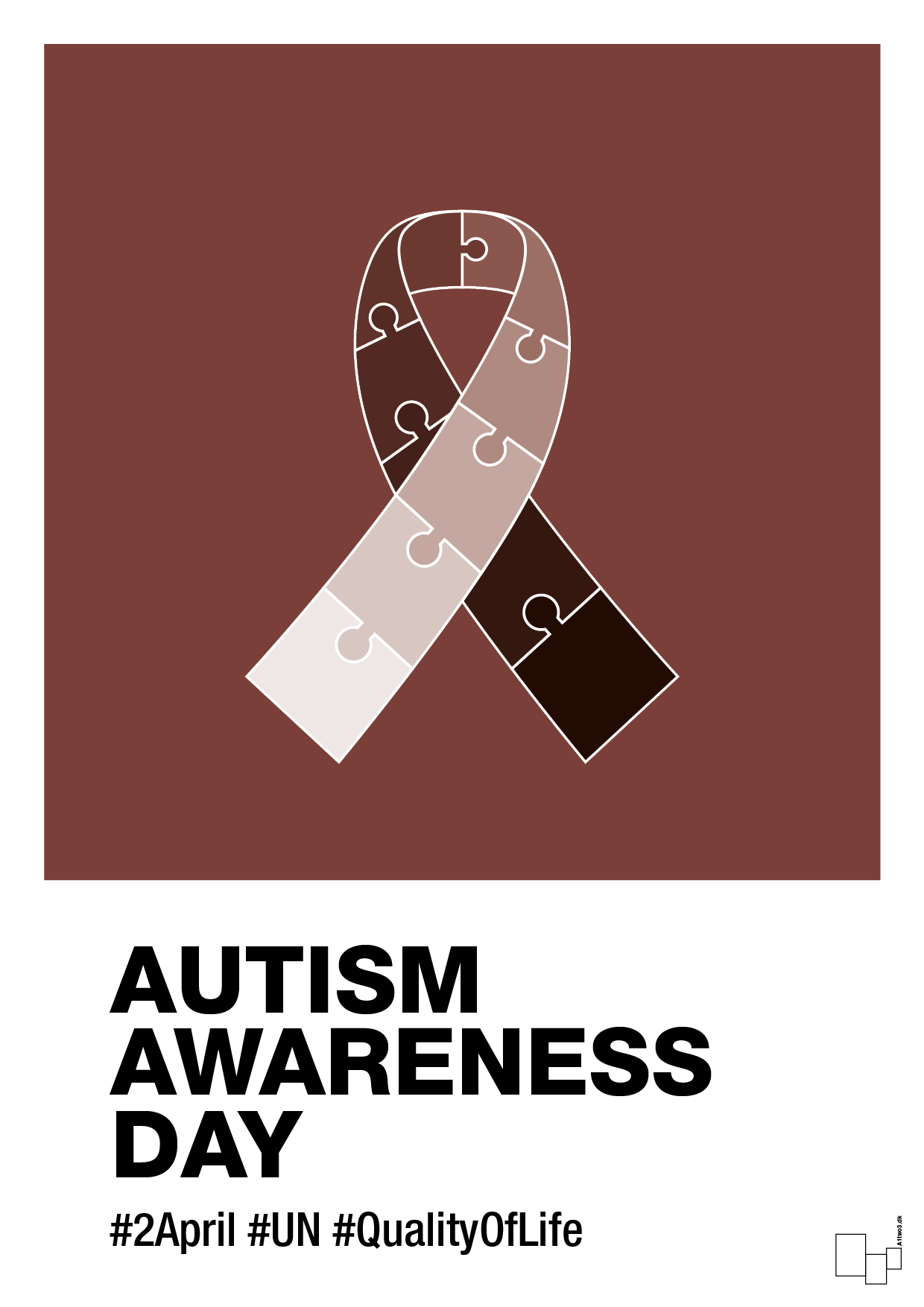 autism awareness day in monocolor - Plakat med Samfund i Red Pepper