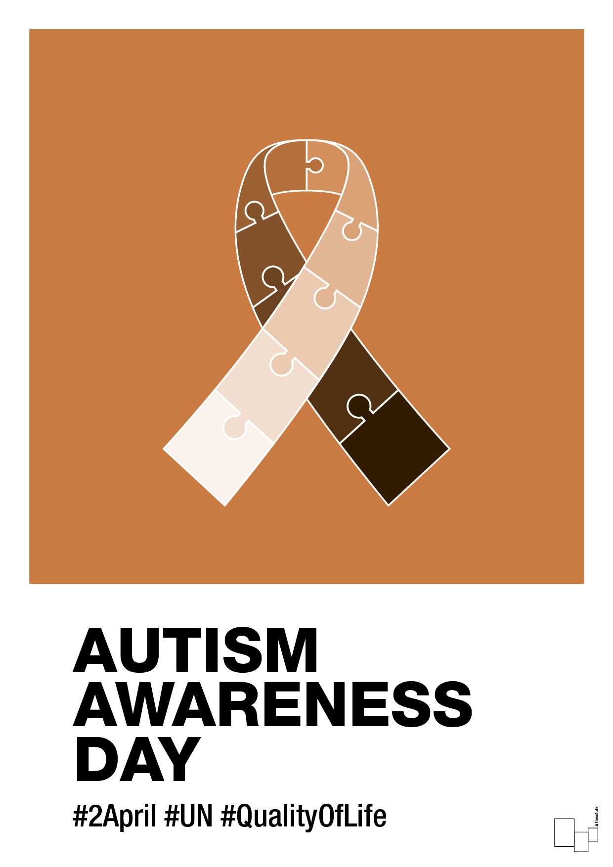 autism awareness day in monocolor - Plakat med Samfund i Rumba Orange