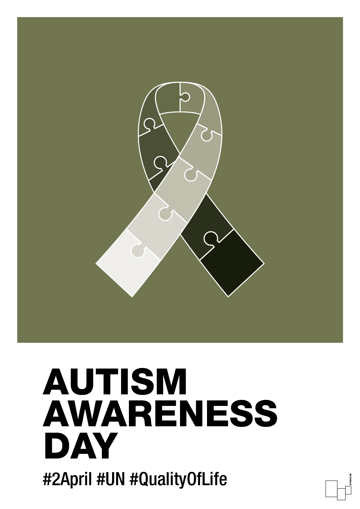 autism awareness day in monocolor - Plakat med Samfund i Secret Meadow