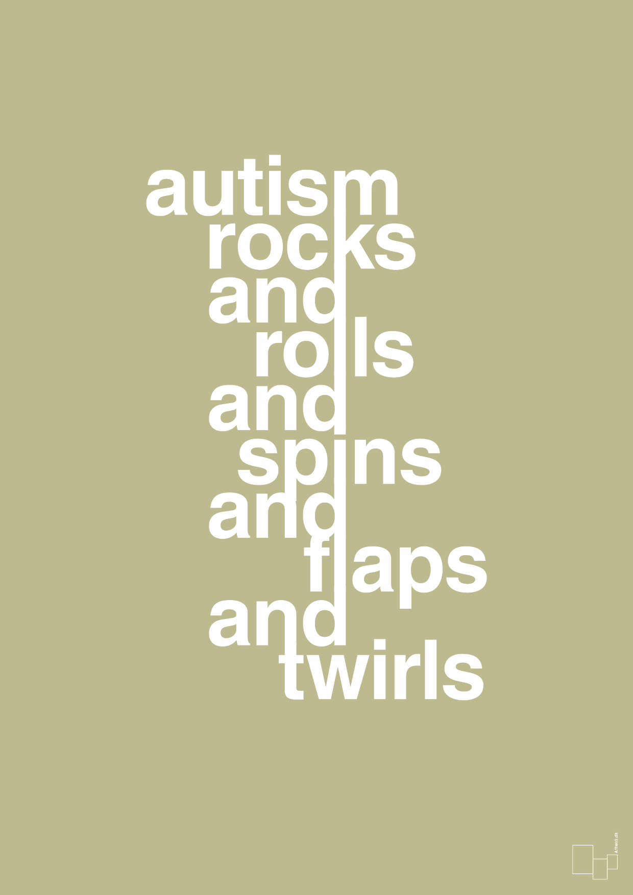 autism rocks and rolls and spins and flaps and twirls - Plakat med Samfund i Back to Nature