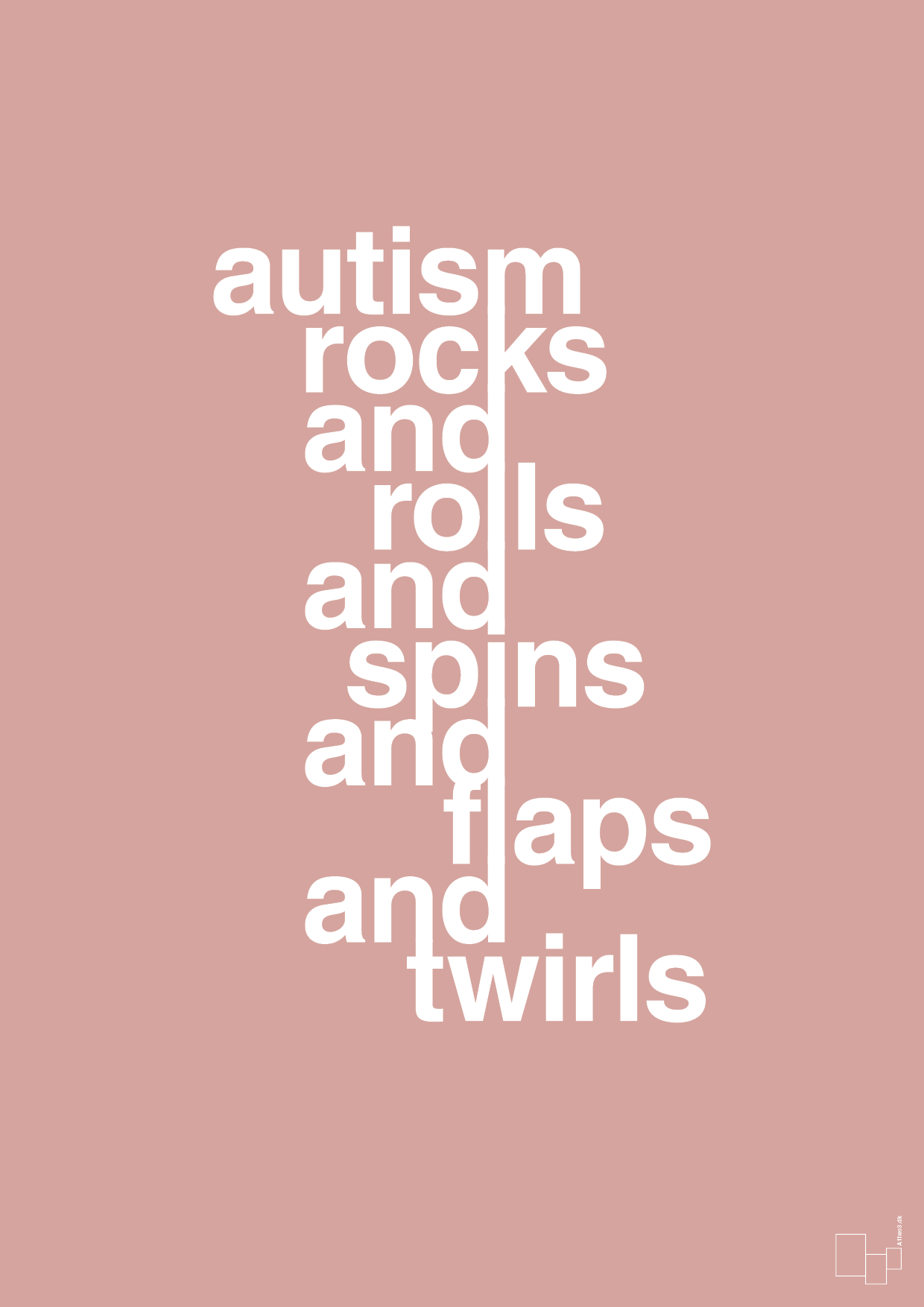 autism rocks and rolls and spins and flaps and twirls - Plakat med Samfund i Bubble Shell