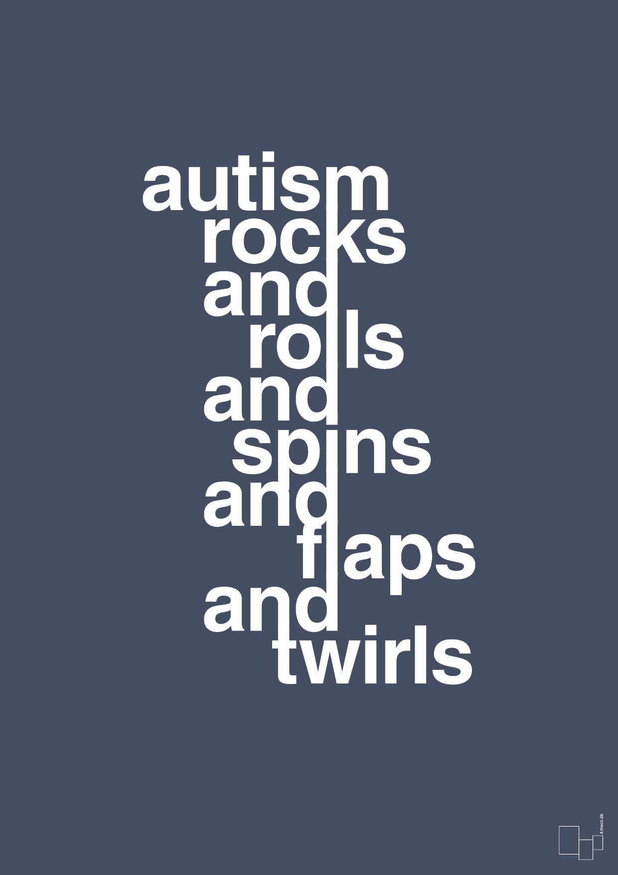 autism rocks and rolls and spins and flaps and twirls - Plakat med Samfund i Petrol