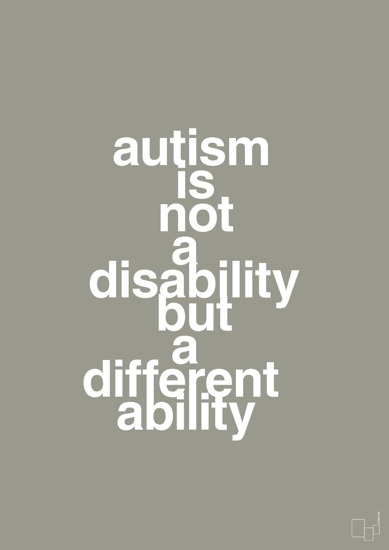 autism is not a disability but a different ability - Plakat med Samfund i Battleship Gray