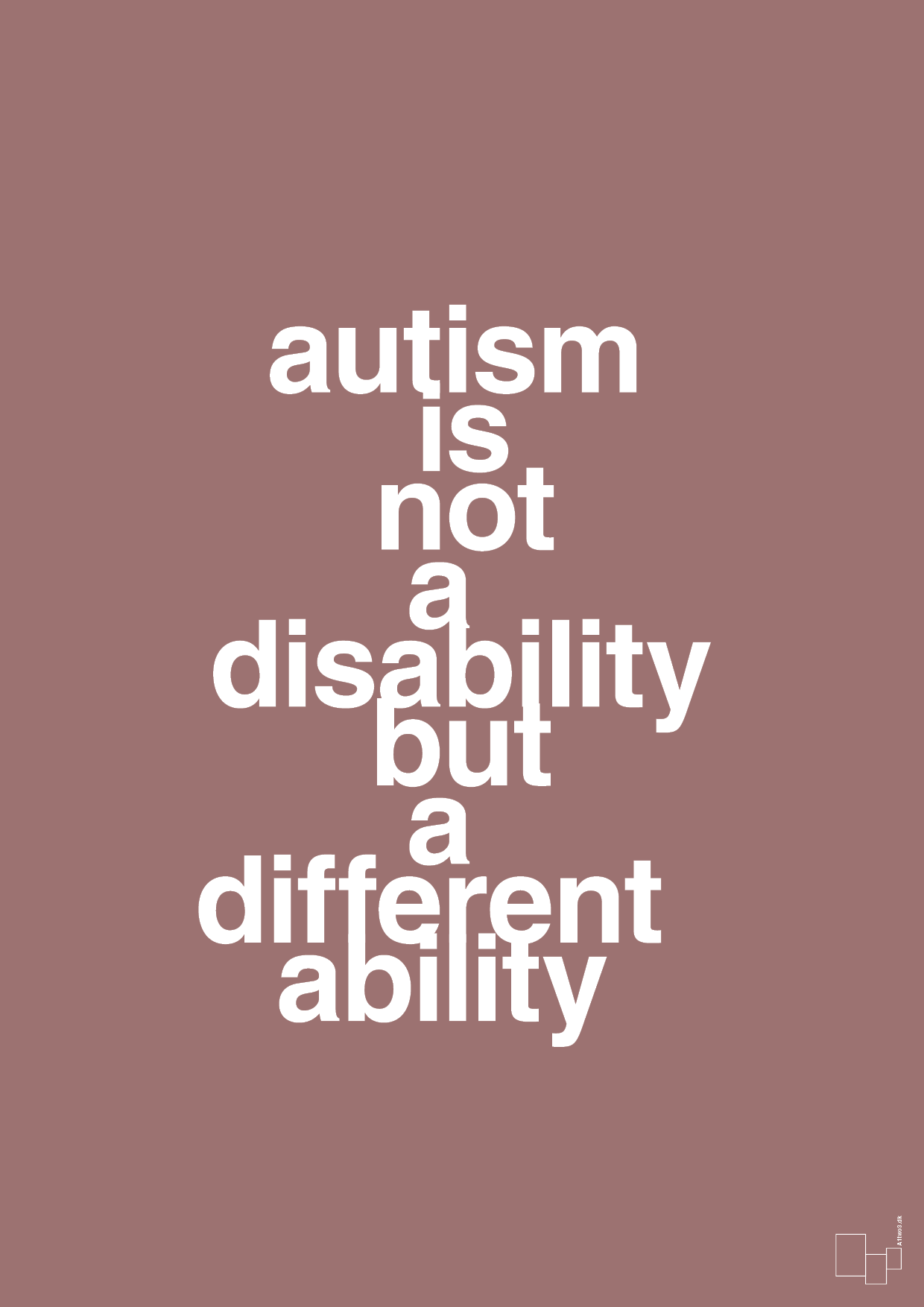 autism is not a disability but a different ability - Plakat med Samfund i Plum
