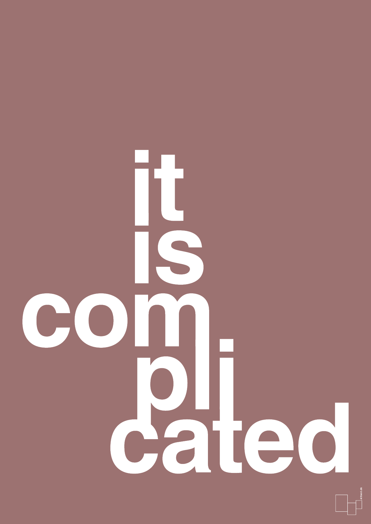 it is complicated - Plakat med Ordsprog i Plum