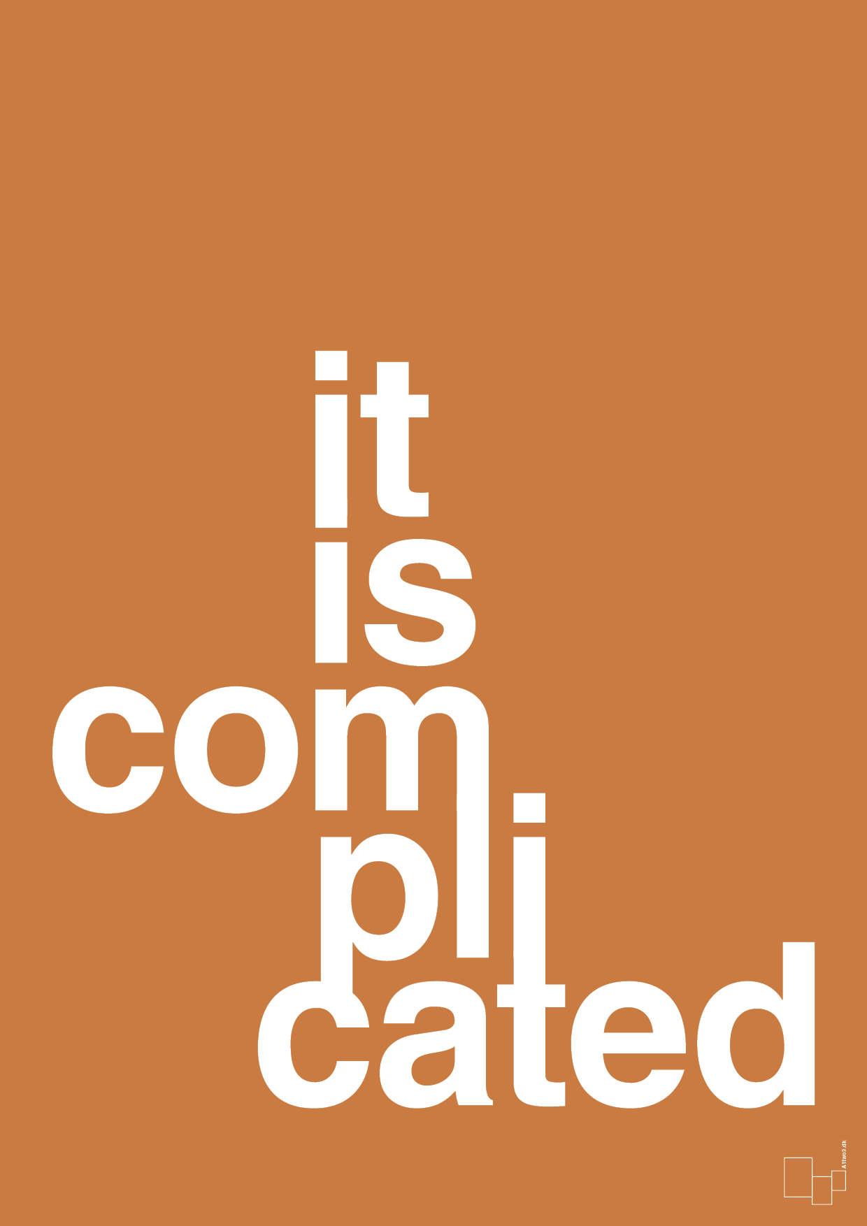it is complicated - Plakat med Ordsprog i Rumba Orange
