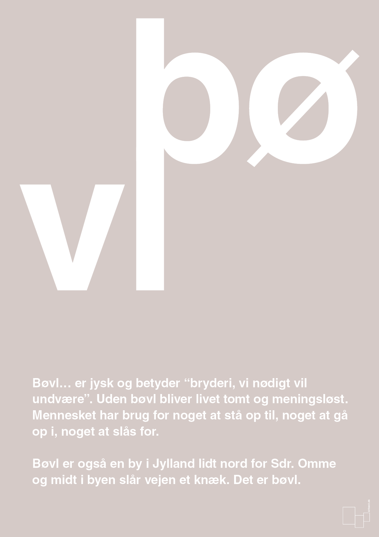 bøvl - Plakat med Ord i Broken Beige