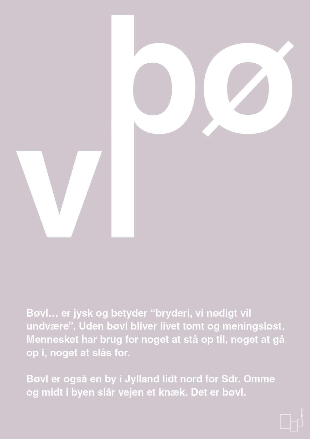 bøvl - Plakat med Ord i Dusty Lilac