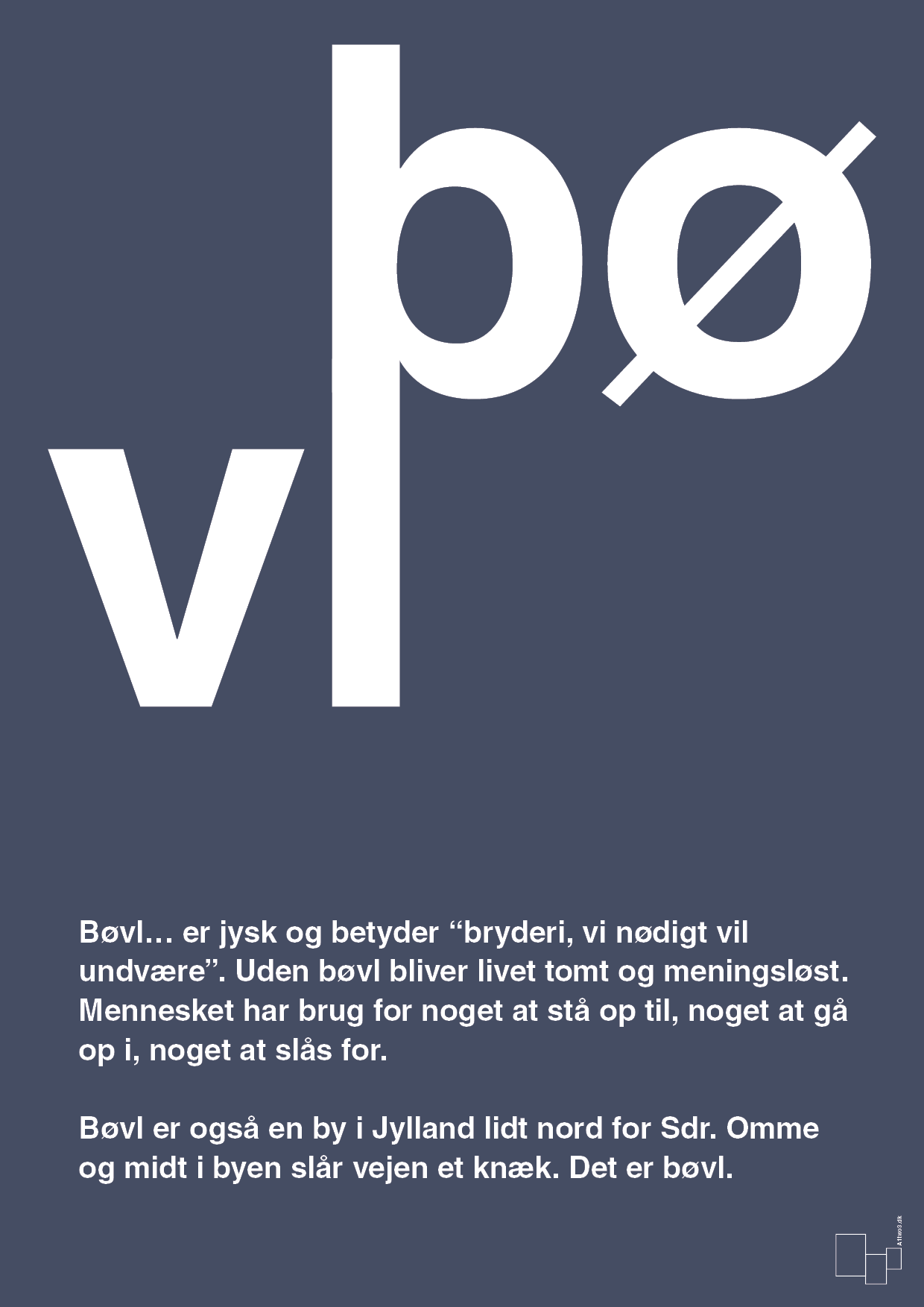 bøvl - Plakat med Ord i Petrol