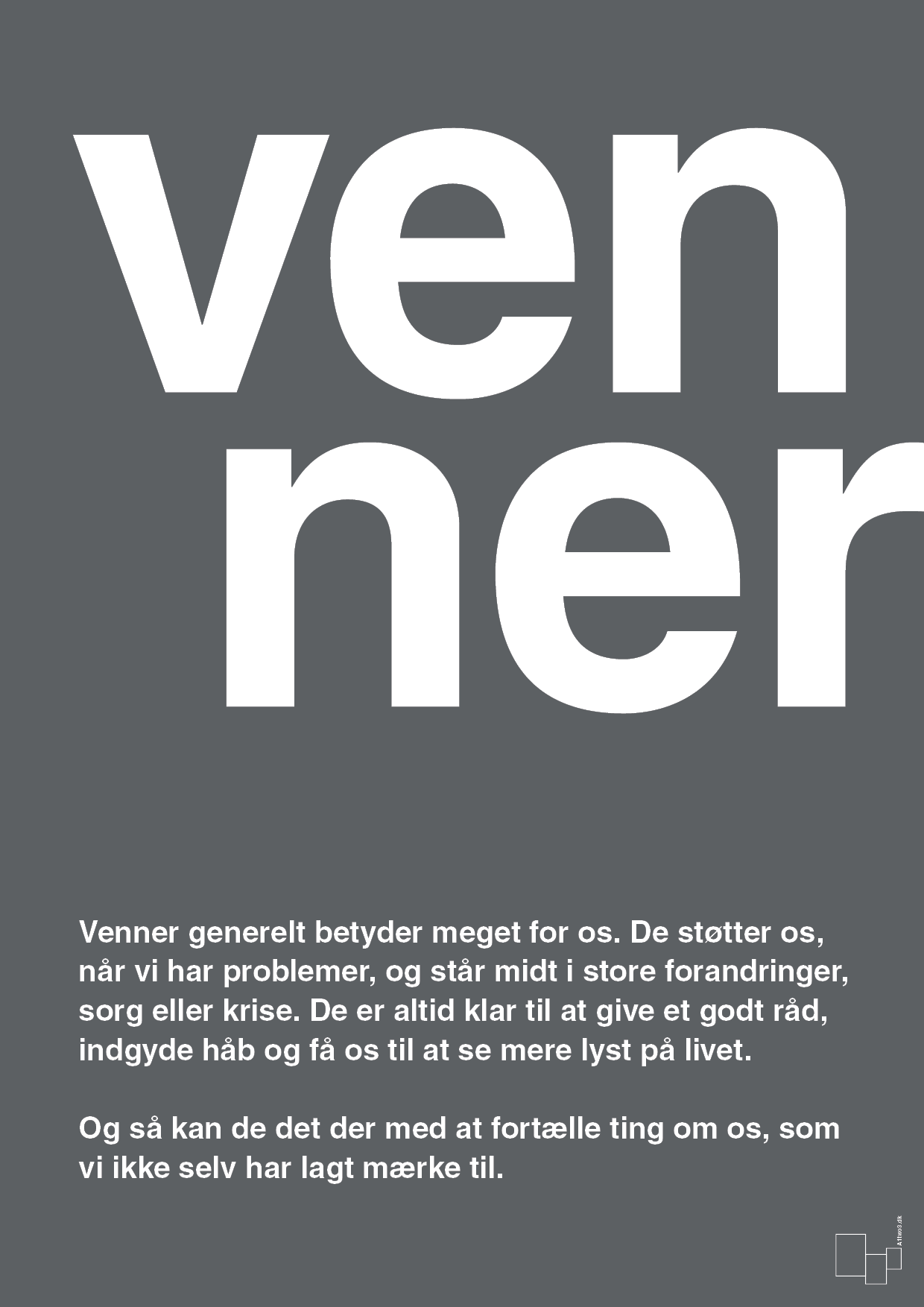 venner - Plakat med Ord i Graphic Charcoal