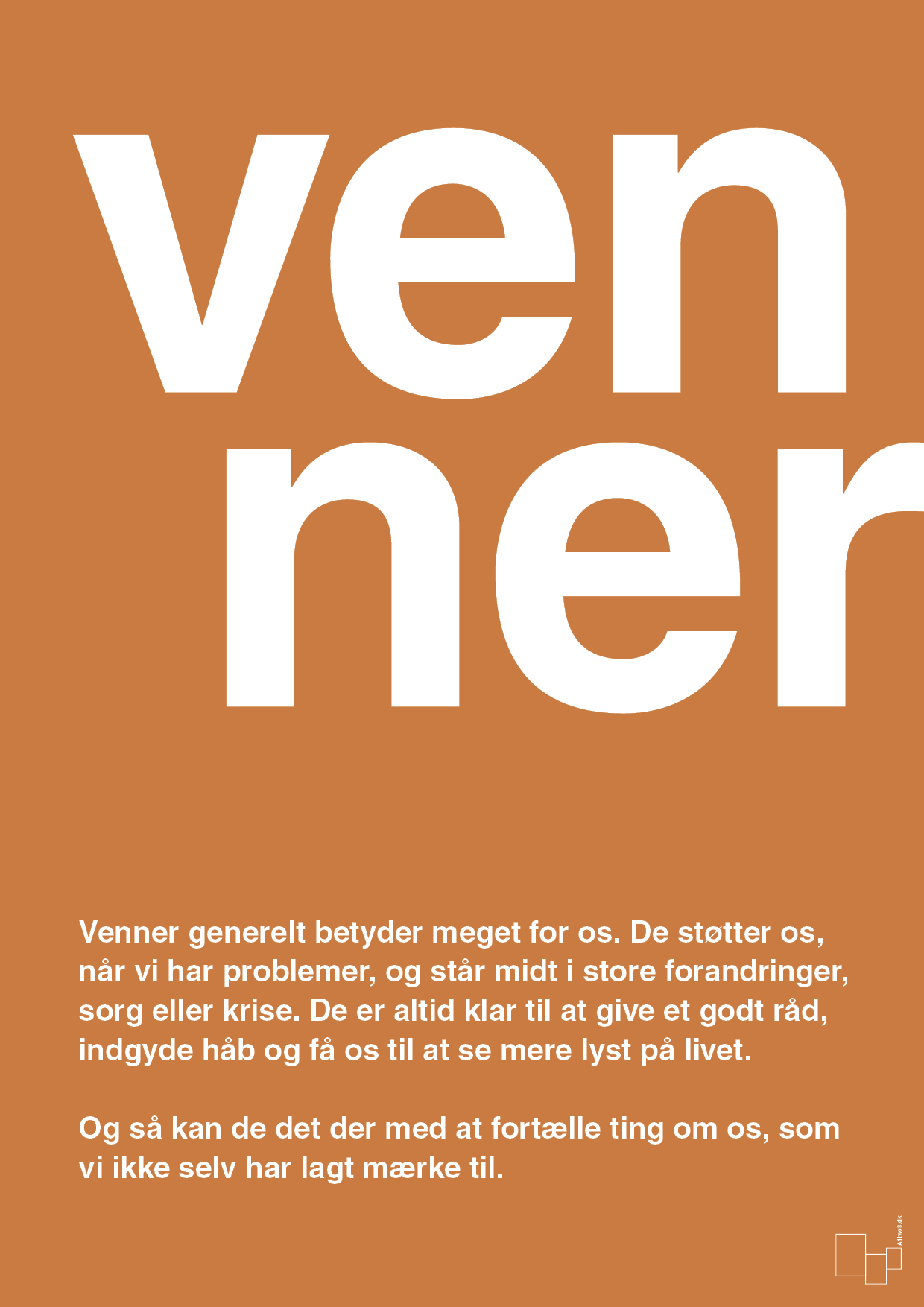 venner - Plakat med Ord i Rumba Orange