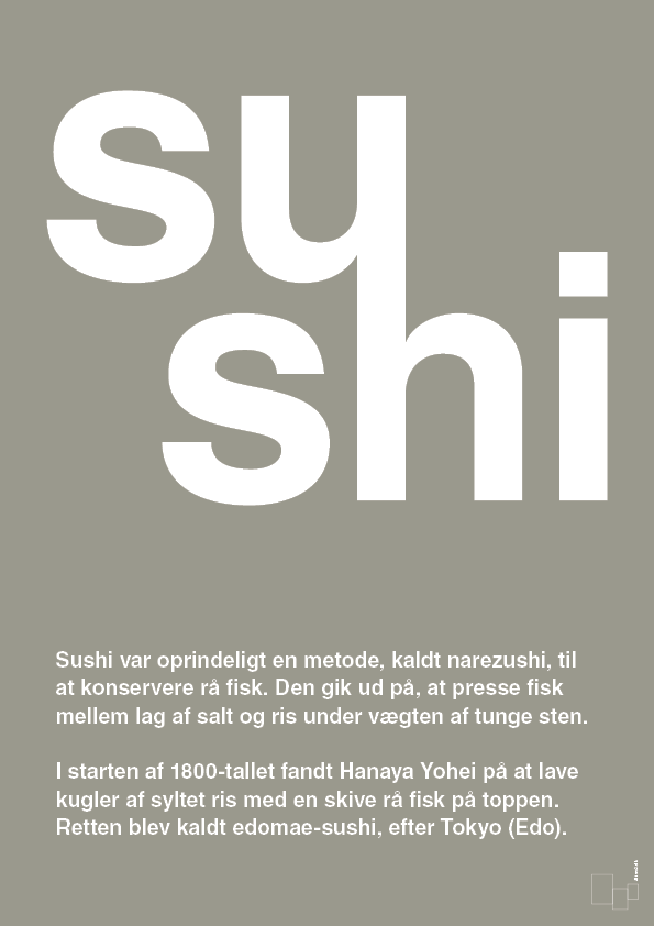 sushi - Plakat med Ord i Battleship Gray