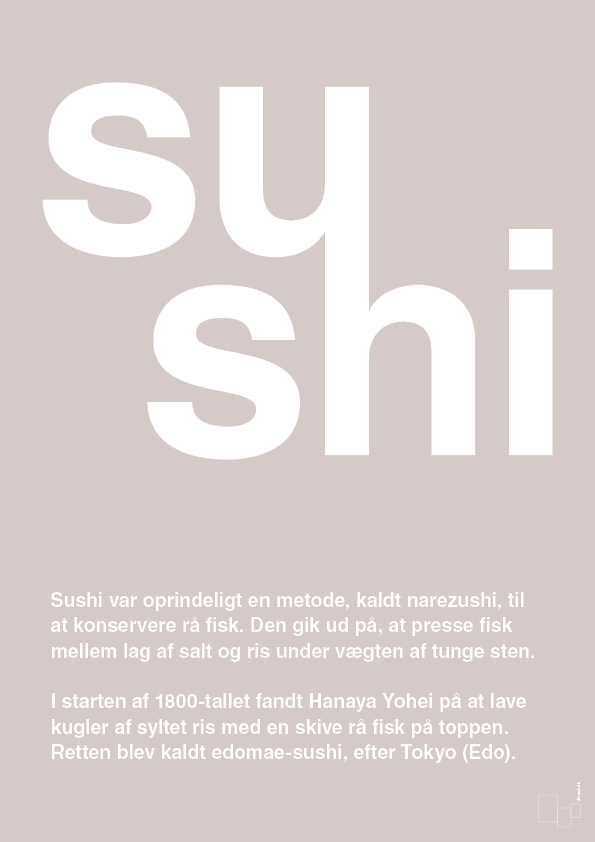 sushi - Plakat med Ord i Broken Beige