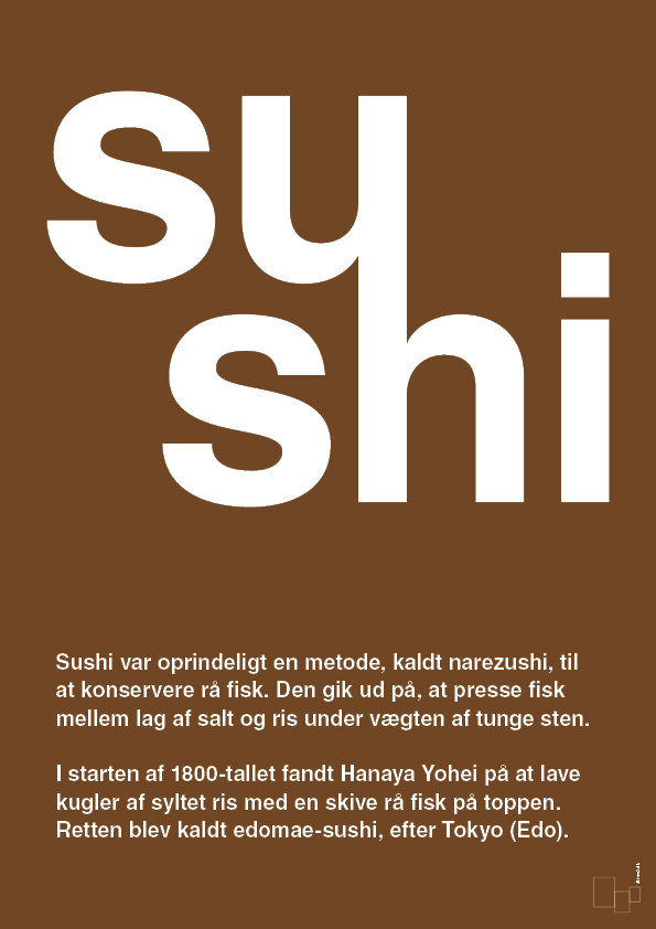 sushi - Plakat med Ord i Dark Brown