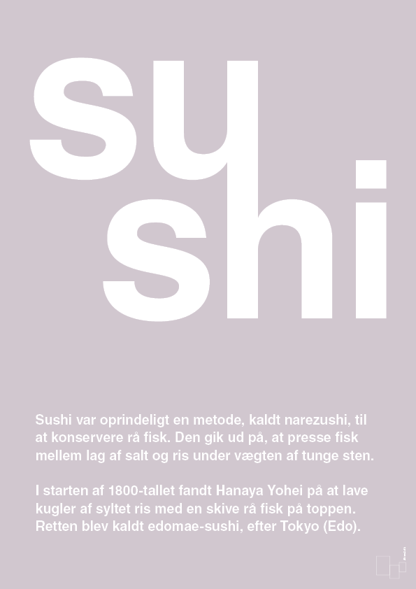 sushi - Plakat med Ord i Dusty Lilac