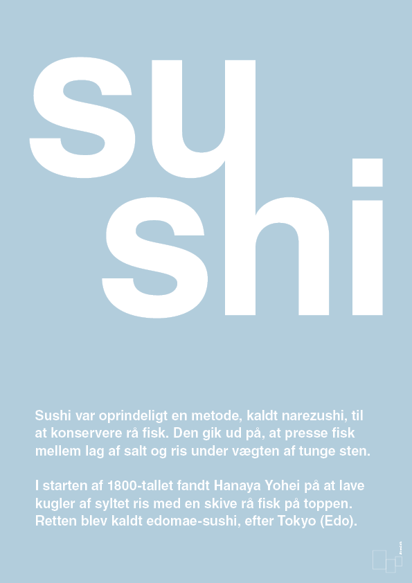sushi - Plakat med Ord i Heavenly Blue