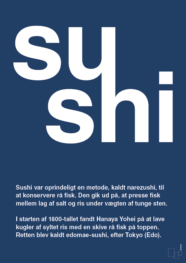 sushi - Plakat med Ord i Lapis Blue