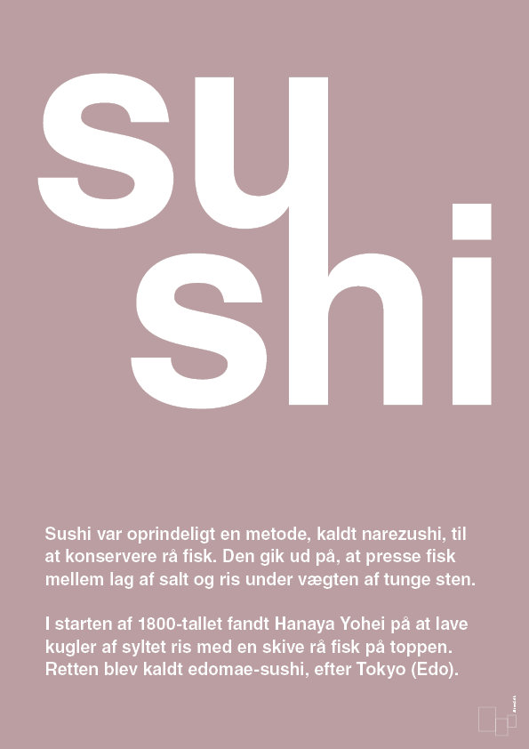 sushi - Plakat med Ord i Light Rose