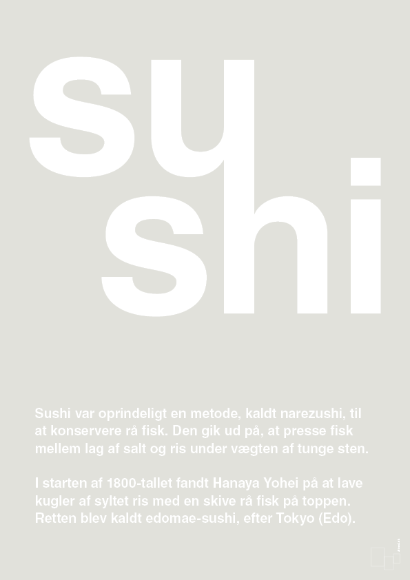 sushi - Plakat med Ord i Painters White