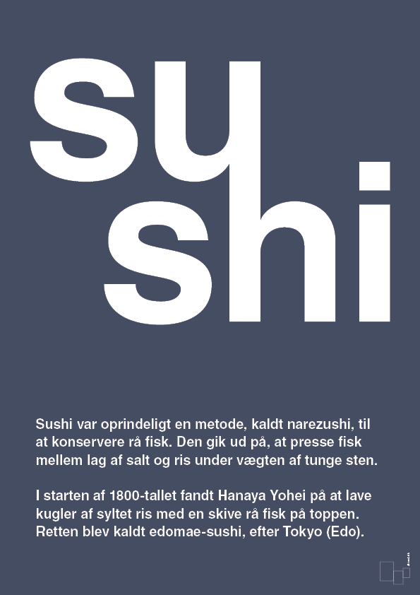 sushi - Plakat med Ord i Petrol