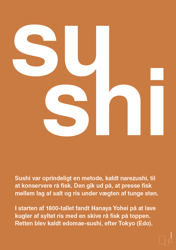 sushi - Plakat med Ord i Rumba Orange