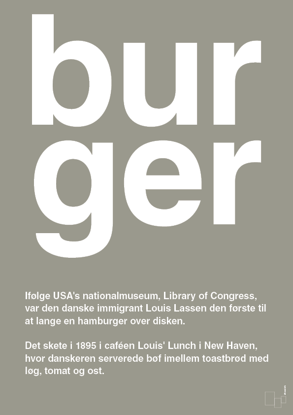 burger - Plakat med Ord i Battleship Gray