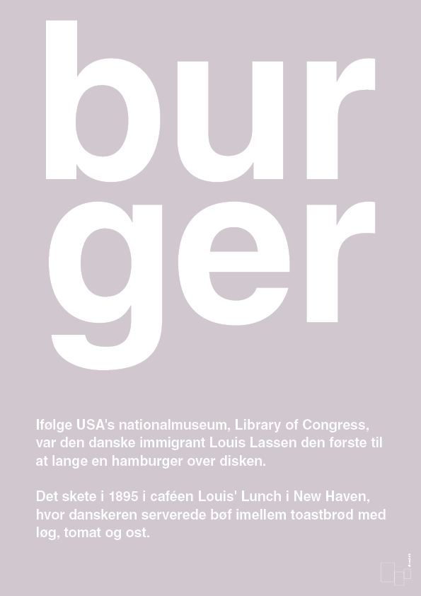 burger - Plakat med Ord i Dusty Lilac