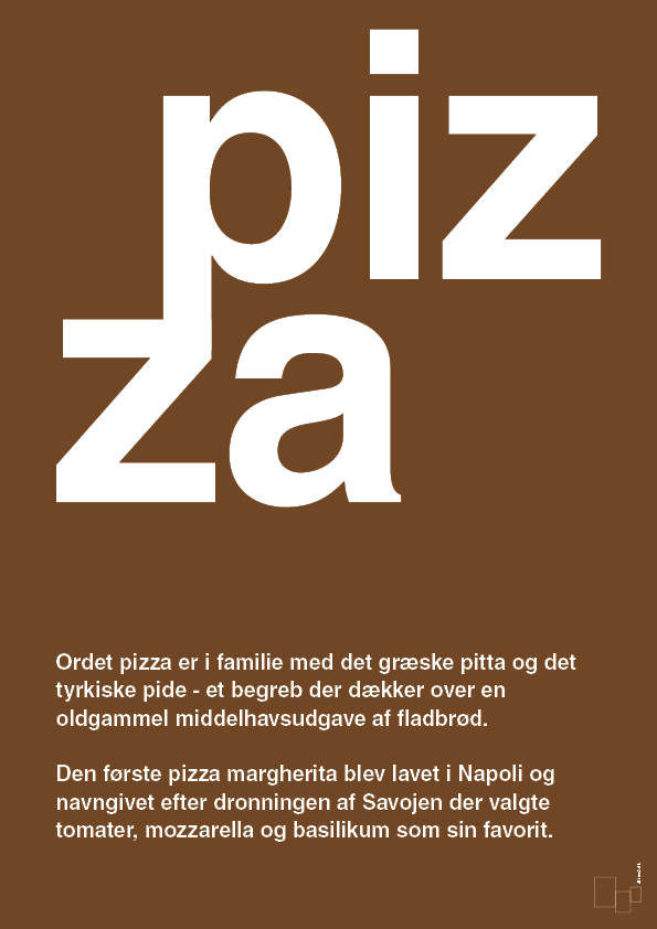 pizza - Plakat med Ord i Dark Brown