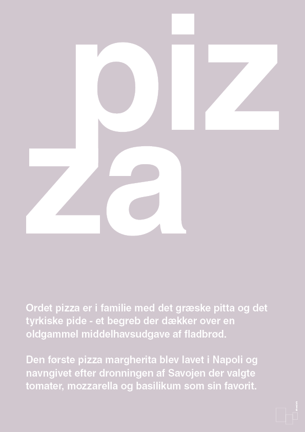 pizza - Plakat med Ord i Dusty Lilac