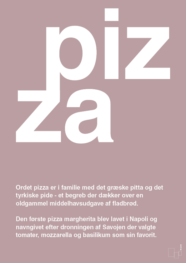 pizza - Plakat med Ord i Light Rose