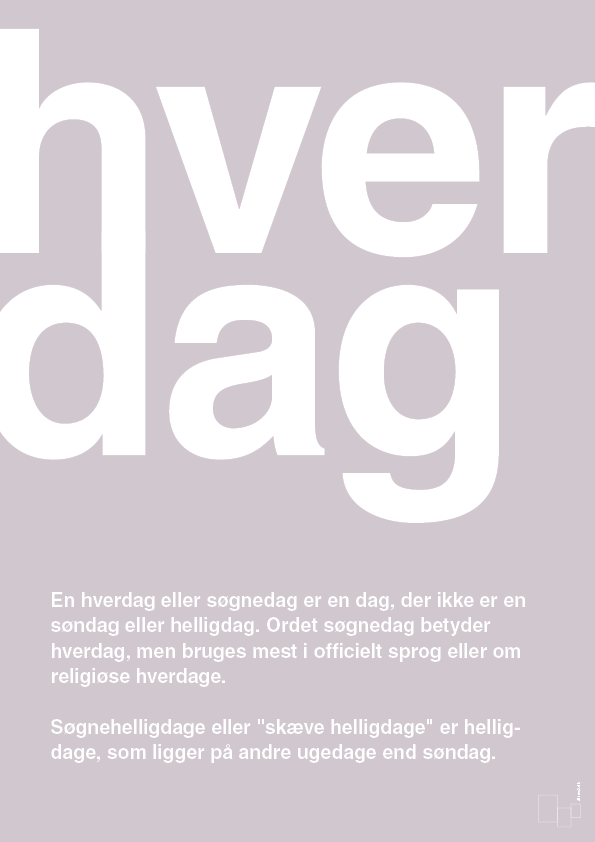 hverdag - Plakat med Ord i Dusty Lilac