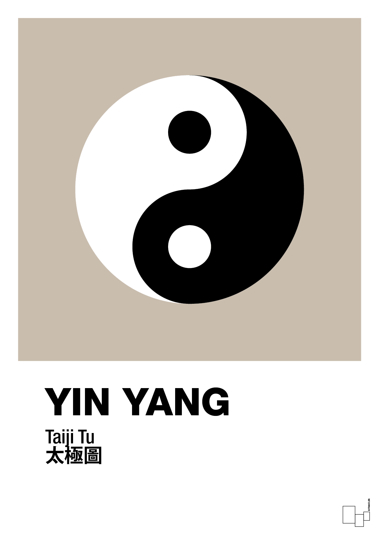 yin yang - Plakat med Videnskab i Creamy Mushroom